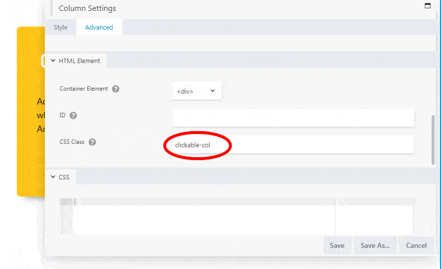 Bb Clickable Column