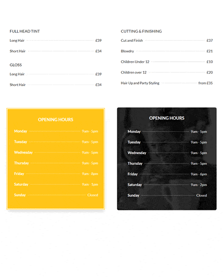 Beaver Builder Price Hours List