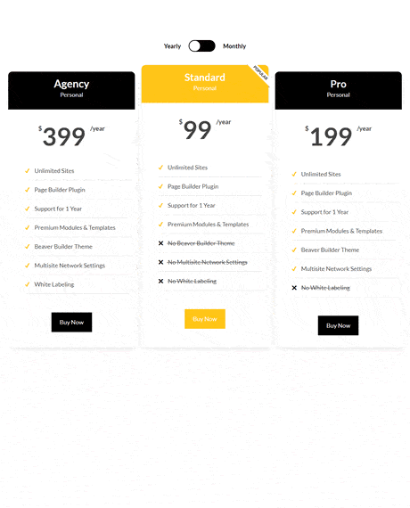 Beaver Builder Price Table Switcher