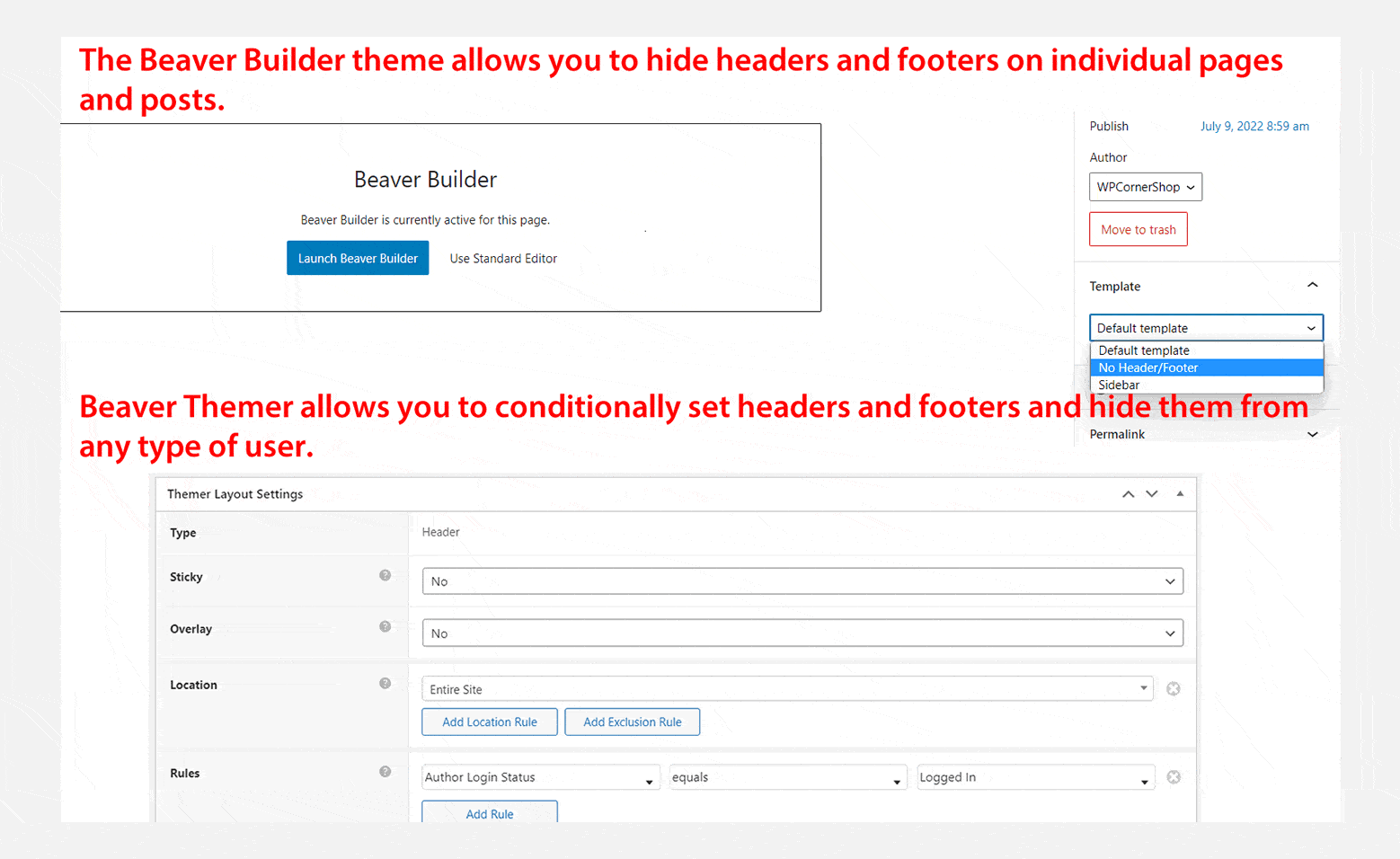 Hide Beaver Builder Headers Footers Coming Soon 01